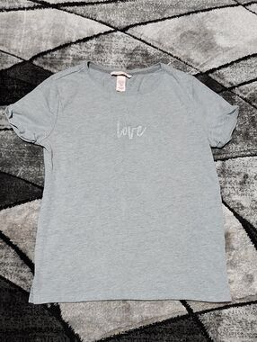 VICTORIA SECRET 2018 "LOVE" GLITTER HOLOGRAPHIC ROLLED/CUFF SHORT-SLEEVE TOP